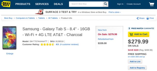 Fotografía - [Alerta Trato] Samsung Galaxy Tab 8.4 S 16GB LTE de Verizon y AT & T Modelo En Venta En Best Buy para 279.99 $ - A Precio más caliente que un Snapdragon 810